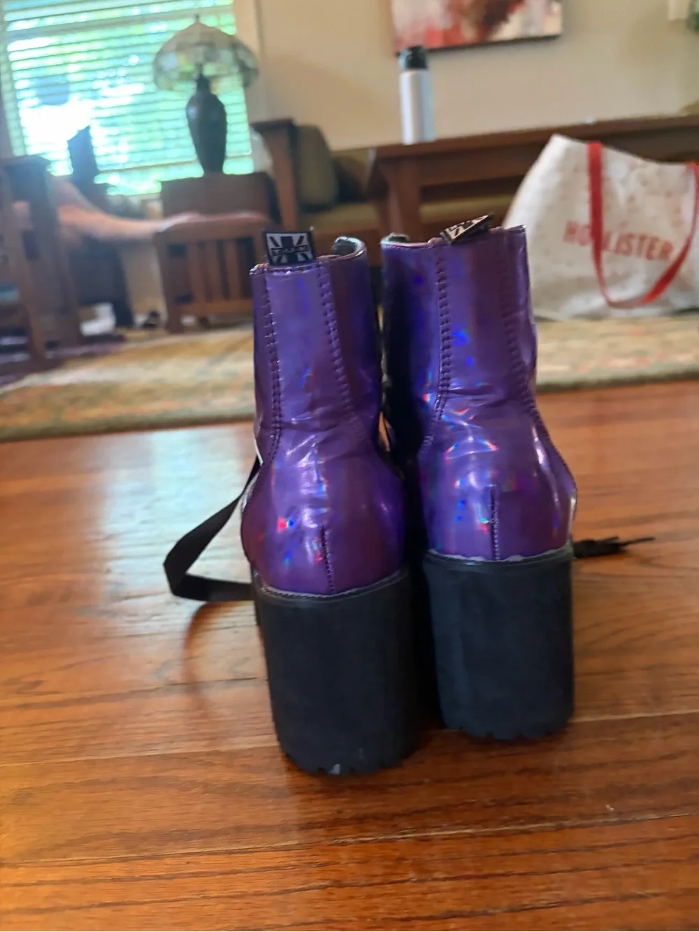 tuk Iridescent Purple Platform Lace-Up Boots